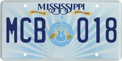 MS license plate MCB018