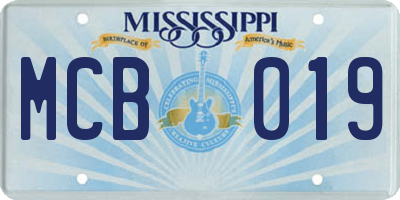 MS license plate MCB019