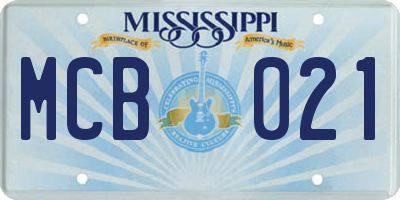 MS license plate MCB021