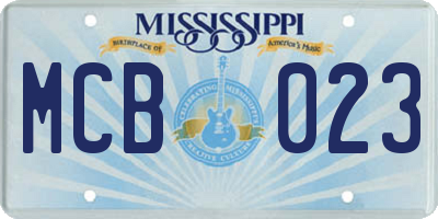 MS license plate MCB023