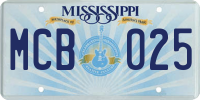 MS license plate MCB025