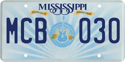 MS license plate MCB030