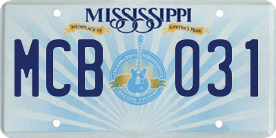 MS license plate MCB031