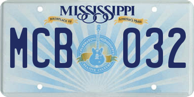 MS license plate MCB032