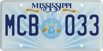 MS license plate MCB033