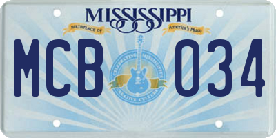 MS license plate MCB034