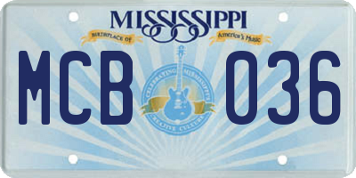 MS license plate MCB036