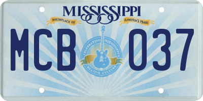 MS license plate MCB037