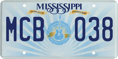 MS license plate MCB038