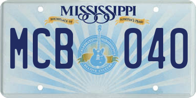 MS license plate MCB040