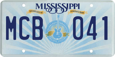 MS license plate MCB041
