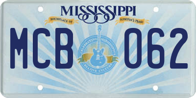 MS license plate MCB062