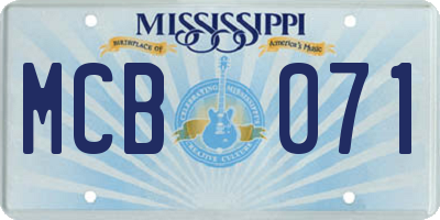 MS license plate MCB071