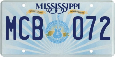 MS license plate MCB072