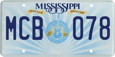 MS license plate MCB078