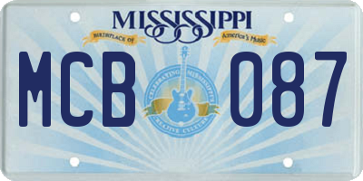 MS license plate MCB087