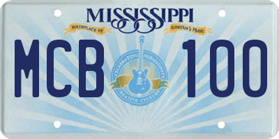 MS license plate MCB100