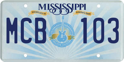 MS license plate MCB103