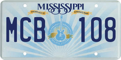 MS license plate MCB108