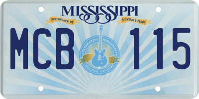 MS license plate MCB115