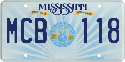 MS license plate MCB118