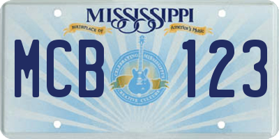 MS license plate MCB123