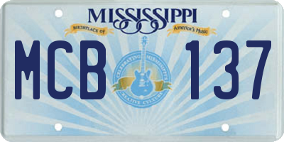MS license plate MCB137