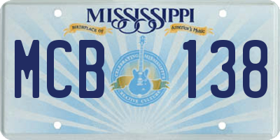 MS license plate MCB138