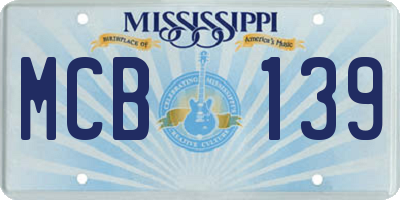 MS license plate MCB139
