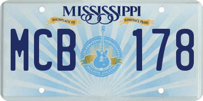 MS license plate MCB178