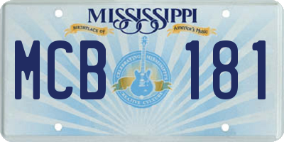 MS license plate MCB181