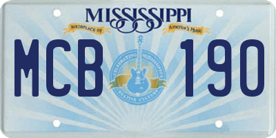 MS license plate MCB190