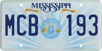 MS license plate MCB193