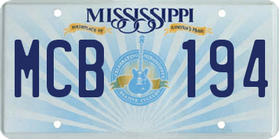 MS license plate MCB194