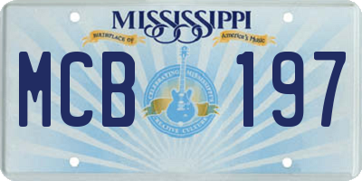 MS license plate MCB197