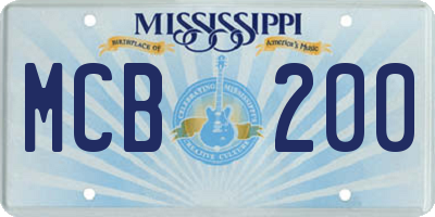 MS license plate MCB200
