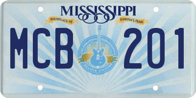 MS license plate MCB201