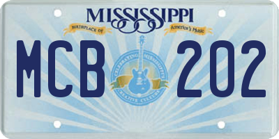 MS license plate MCB202