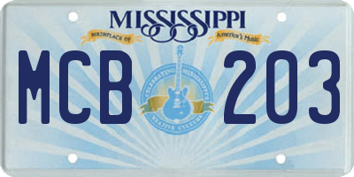MS license plate MCB203