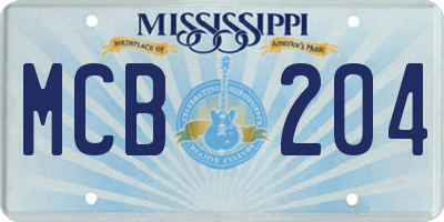 MS license plate MCB204