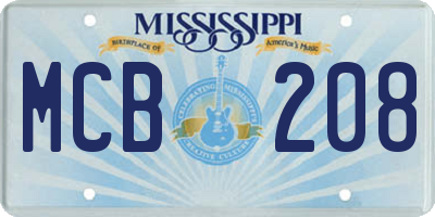 MS license plate MCB208