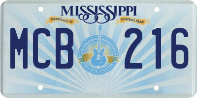 MS license plate MCB216
