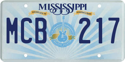 MS license plate MCB217