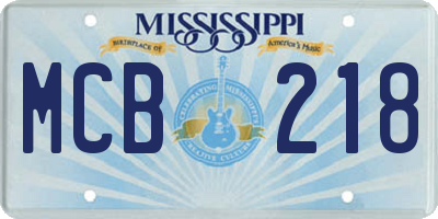 MS license plate MCB218