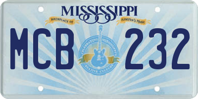 MS license plate MCB232