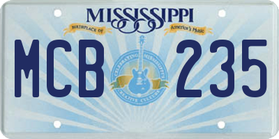 MS license plate MCB235