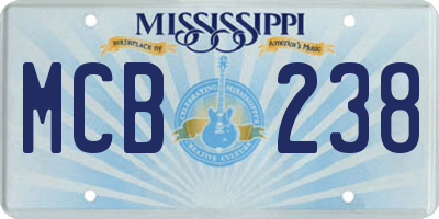 MS license plate MCB238