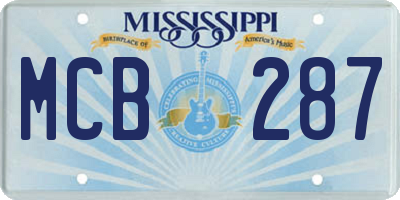 MS license plate MCB287