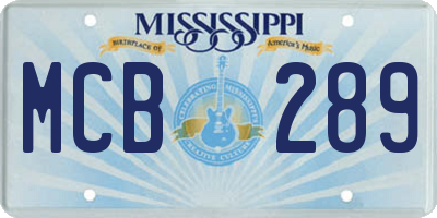 MS license plate MCB289