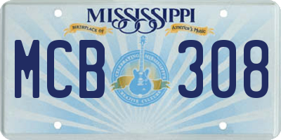 MS license plate MCB308